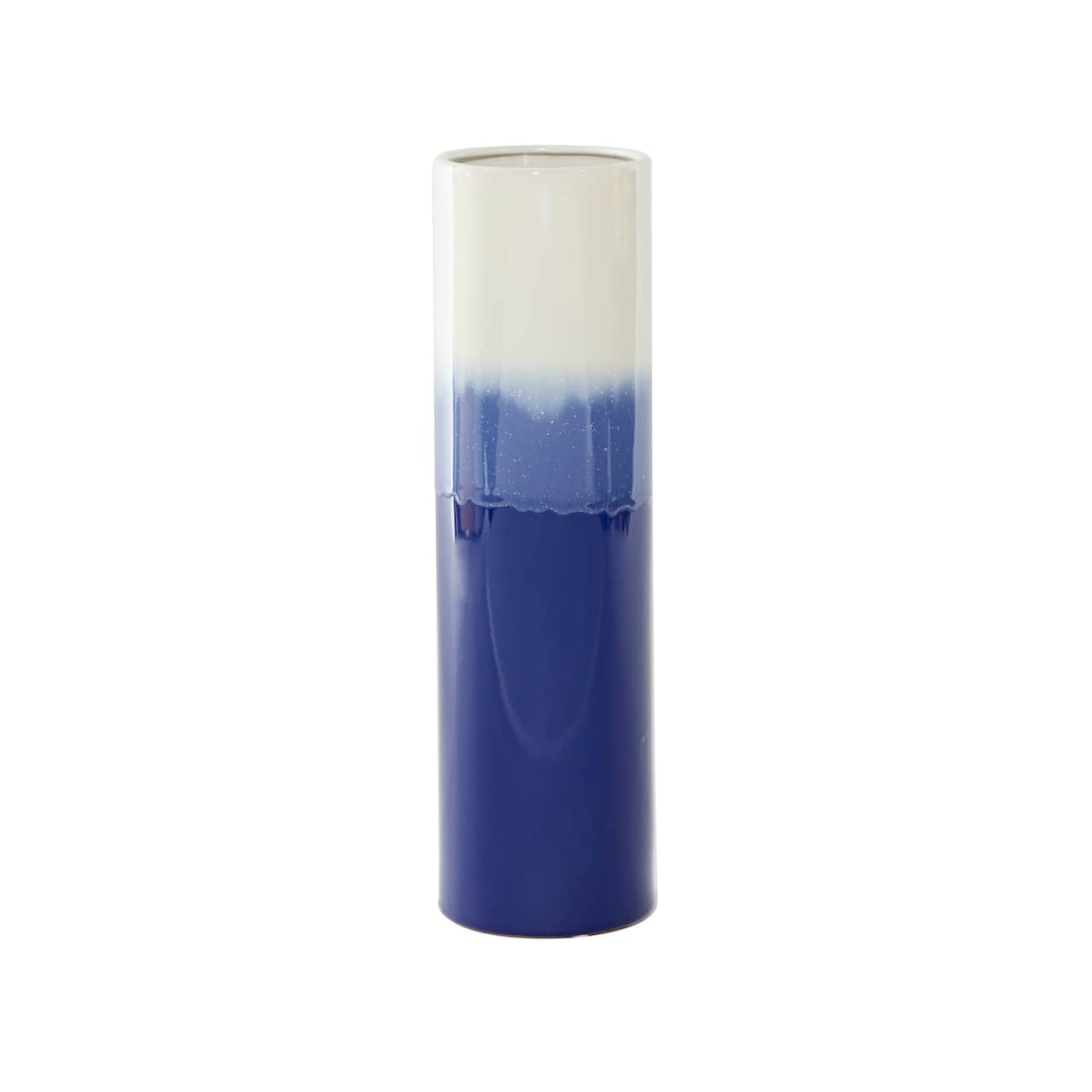 17&#x22; Blue Stoneware Modern Vase
